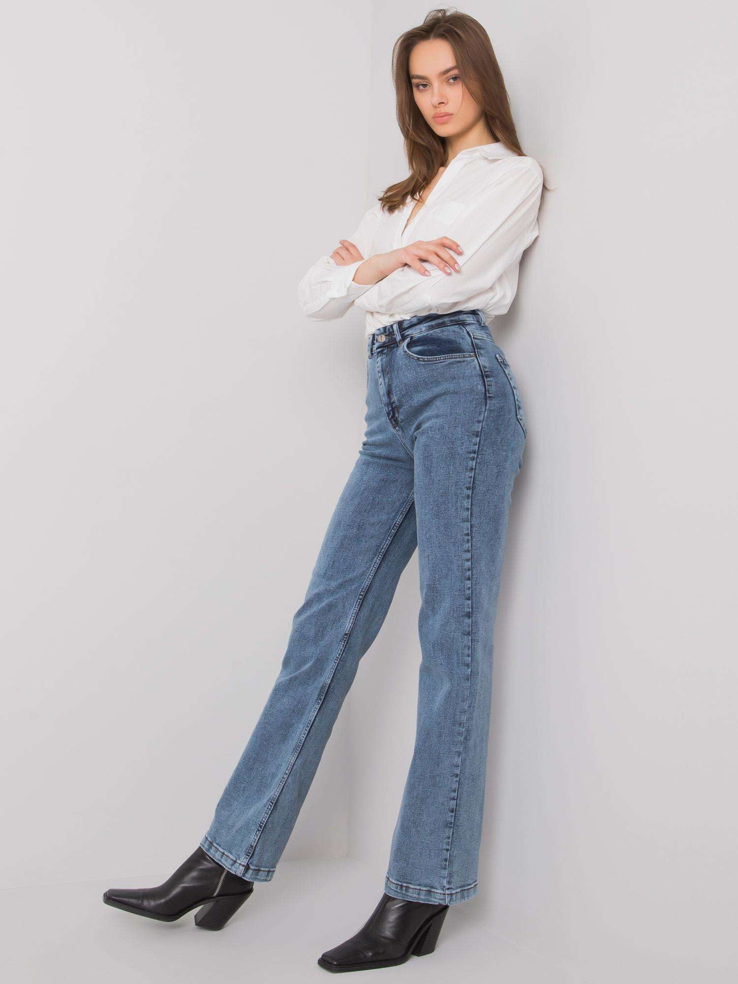 Niebieskie proste jeansy damskie
