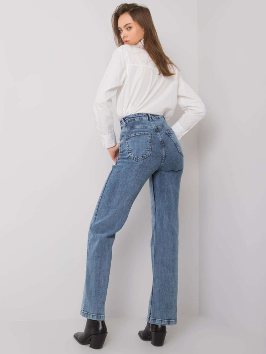 Niebieskie proste jeansy damskie