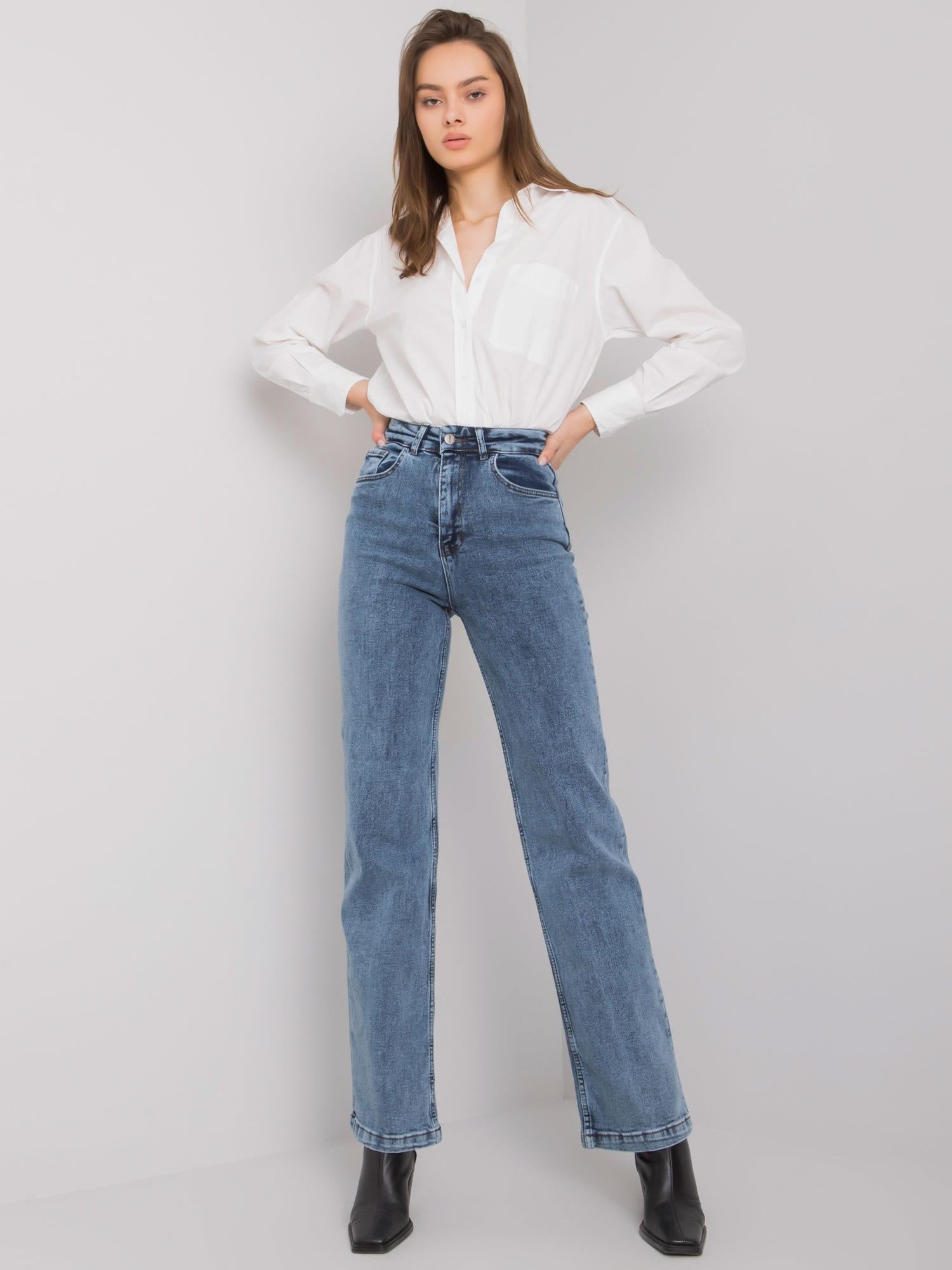 Niebieskie proste jeansy damskie