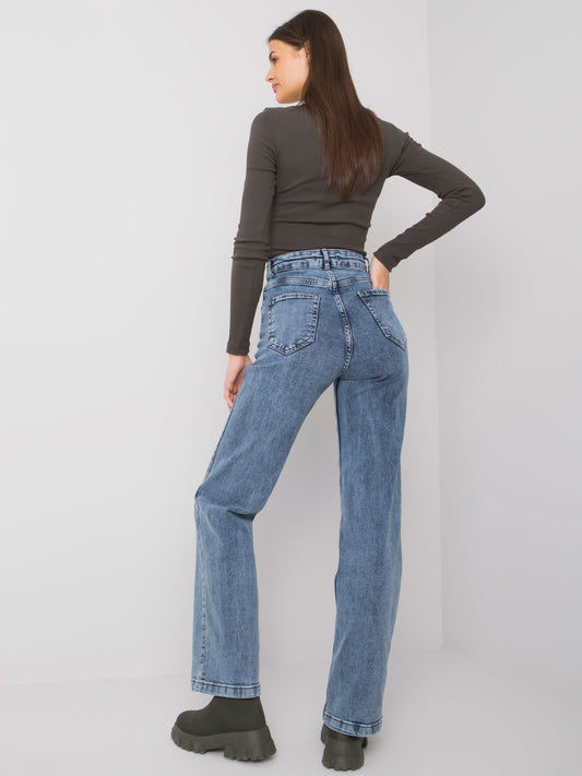 Niebieskie proste jeansy damskie