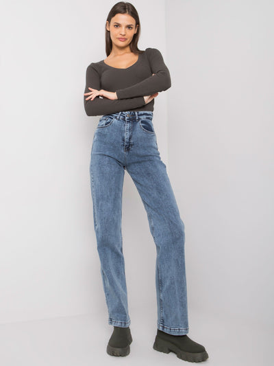 Niebieskie proste jeansy damskie