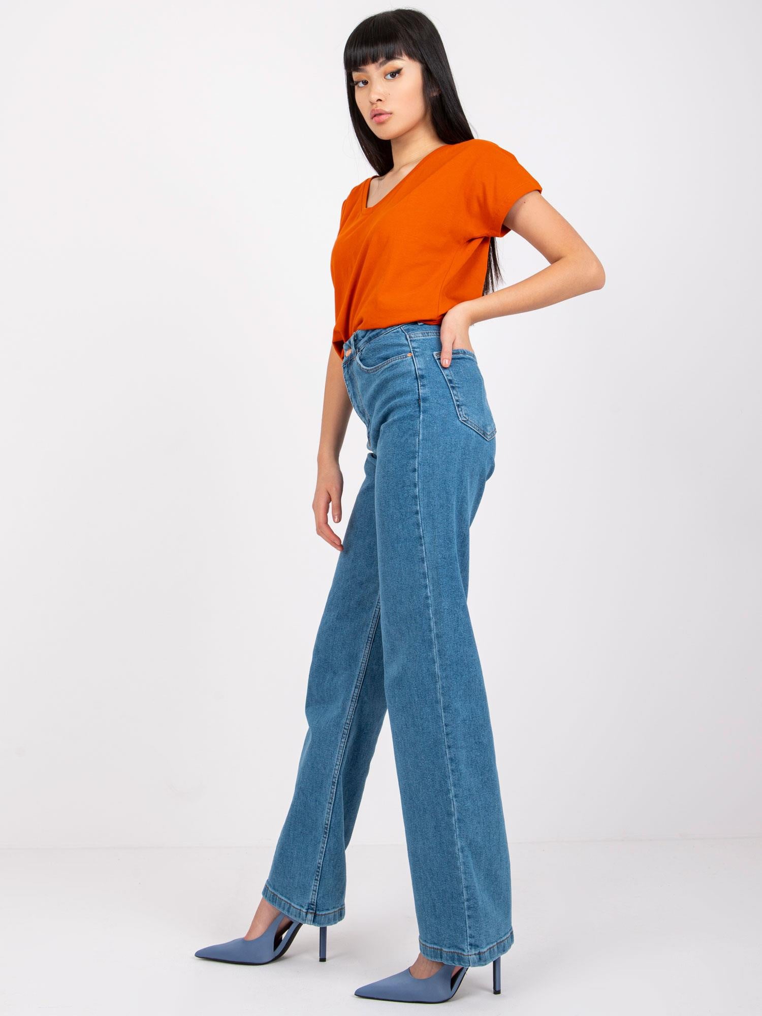 Niebieskie proste jeansy damskie