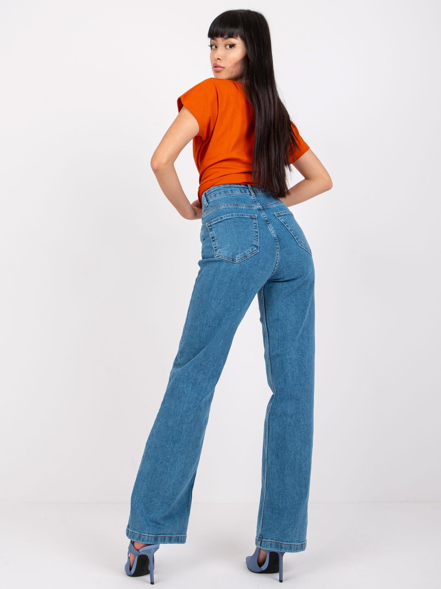 Niebieskie proste jeansy damskie