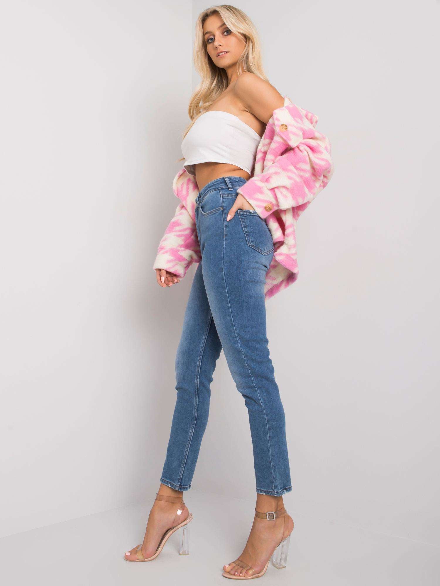 Niebieskie proste jeansy damskie