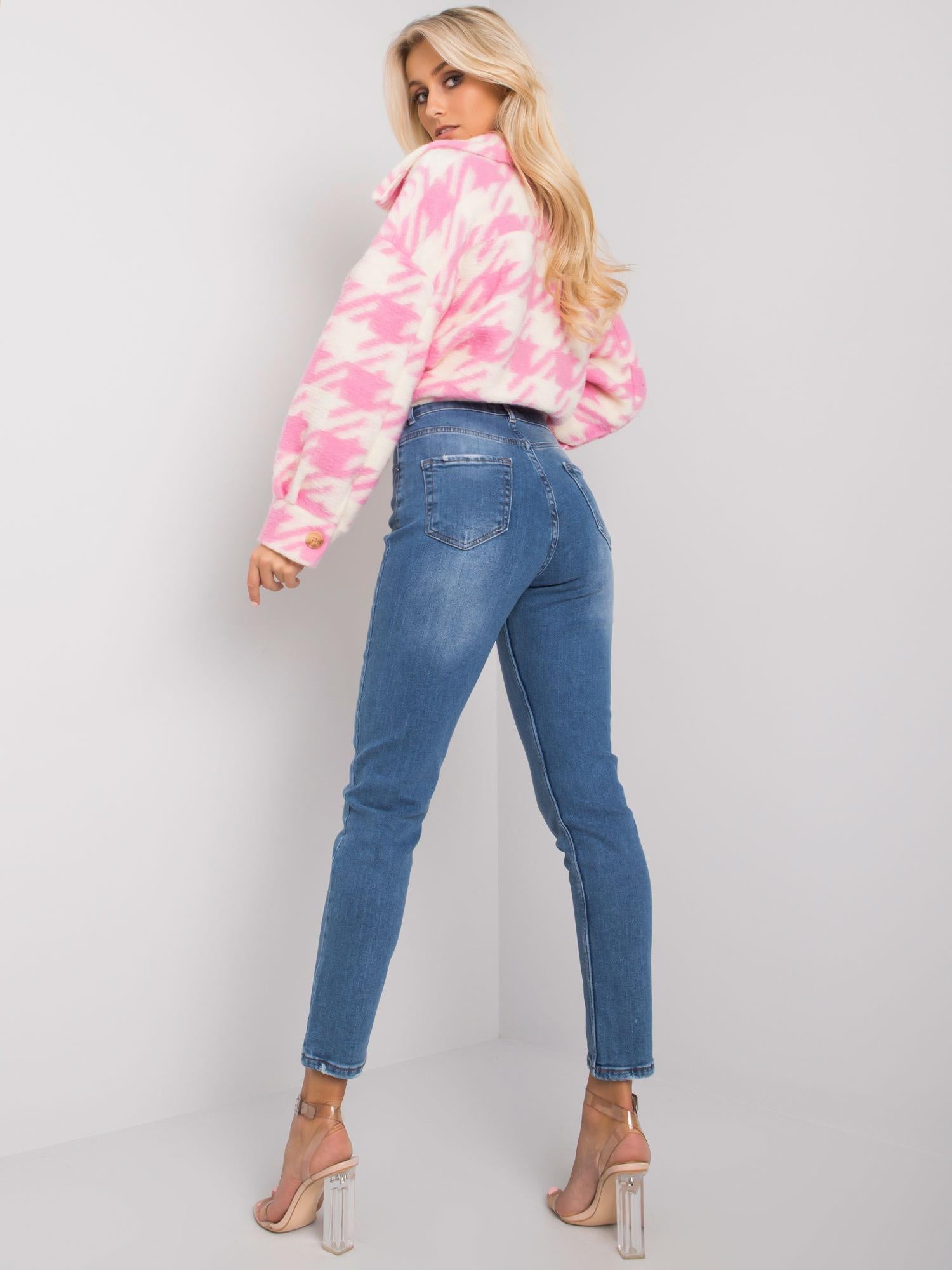 Niebieskie proste jeansy damskie
