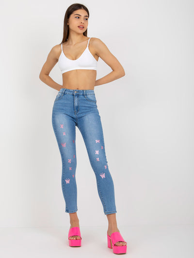 Niebieskie jeansy damskie dopasowane