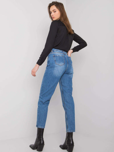 Niebieskie spodnie jeansowe mom fit