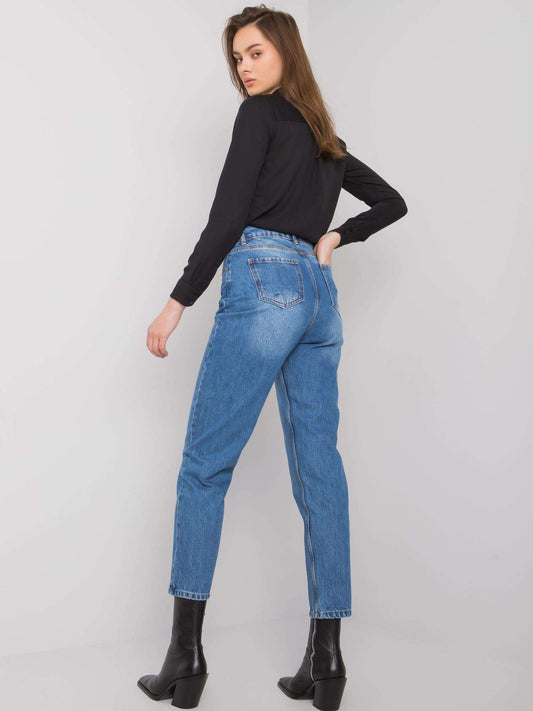 Niebieskie spodnie jeansowe mom fit