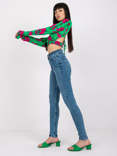 Niebieskie damskie spodnie jeansowe