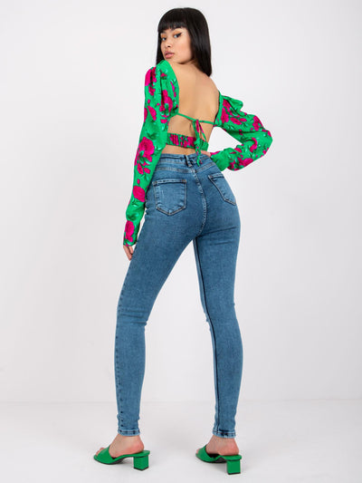 Niebieskie damskie spodnie jeansowe