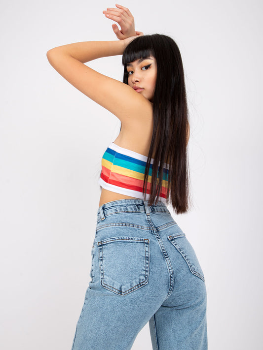 Niebieskie spodnie jeansowe high waist