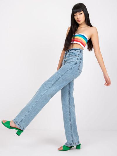 Niebieskie spodnie jeansowe high waist