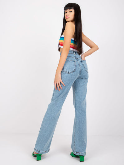 Niebieskie spodnie jeansowe high waist