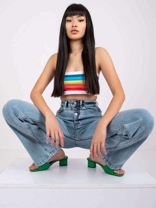 Niebieskie spodnie jeansowe high waist