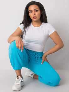 Niebieskie bawełniane spodnie dresowe plus size