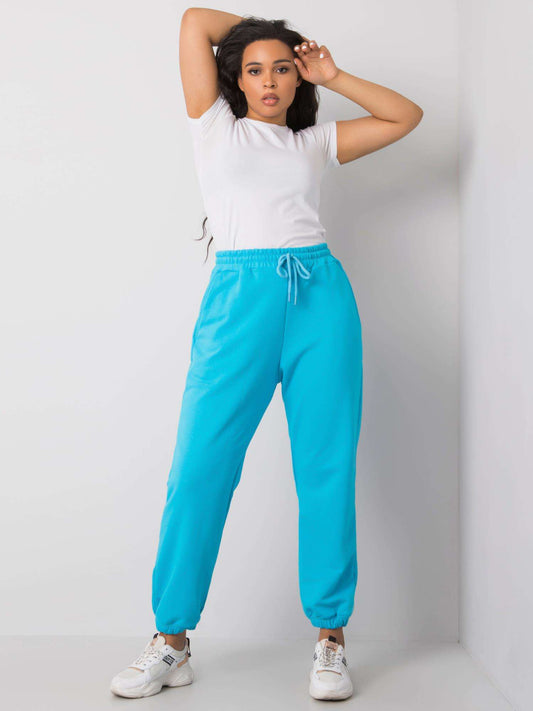 Niebieskie bawełniane spodnie dresowe plus size