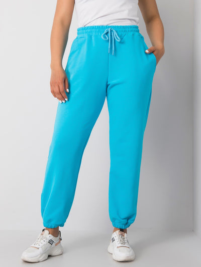 Niebieskie bawełniane spodnie dresowe plus size