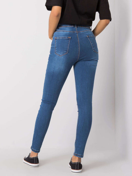 RUE PARIS Niebieskie spodnie jeansowe skinny