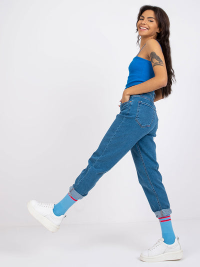 Niebieskie spodnie jeansowe damskie