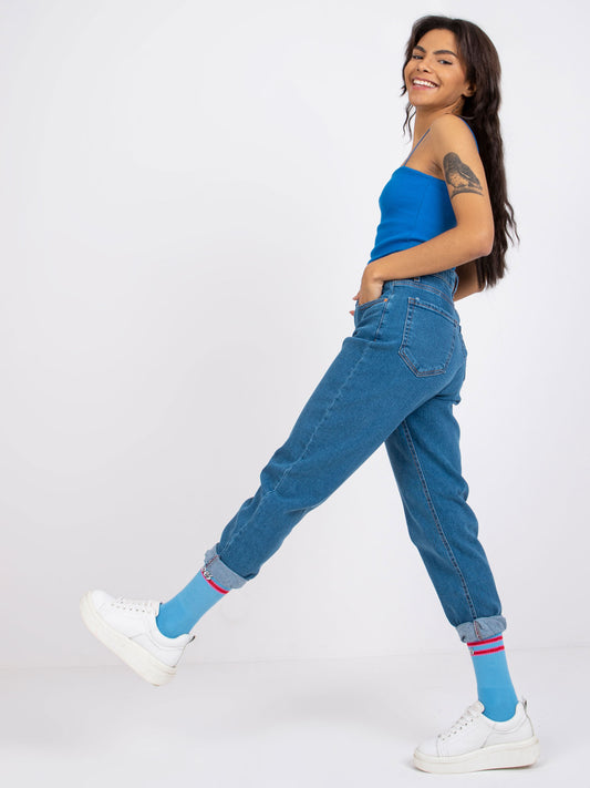 Niebieskie spodnie jeansowe damskie