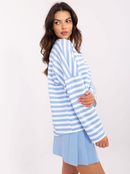 Niebiesko-biała bluza oversize w paski
