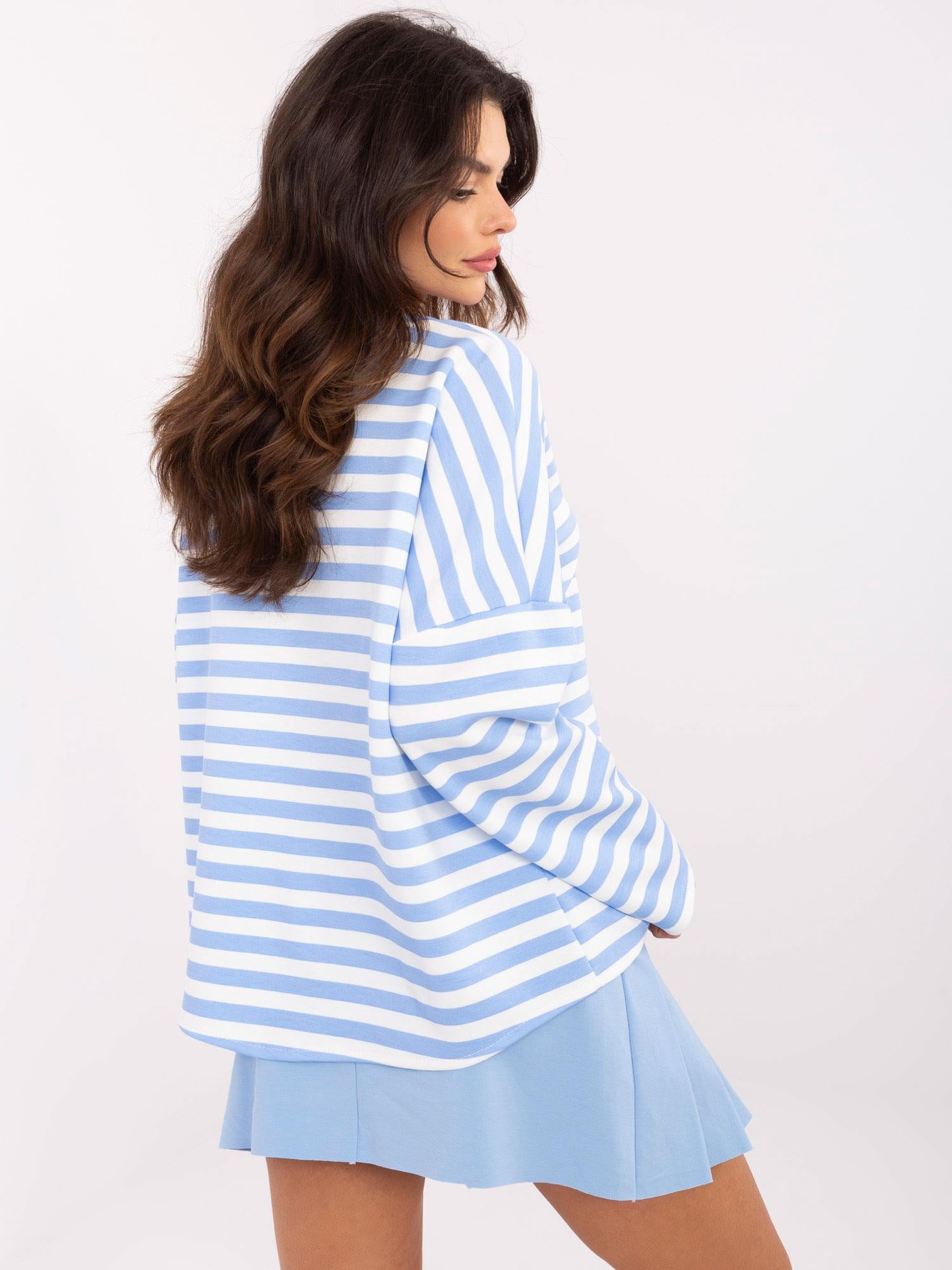 Niebiesko-biała bluza oversize w paski
