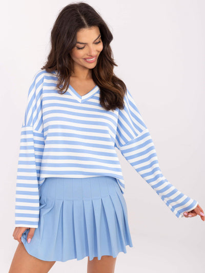Niebiesko-biała bluza oversize w paski
