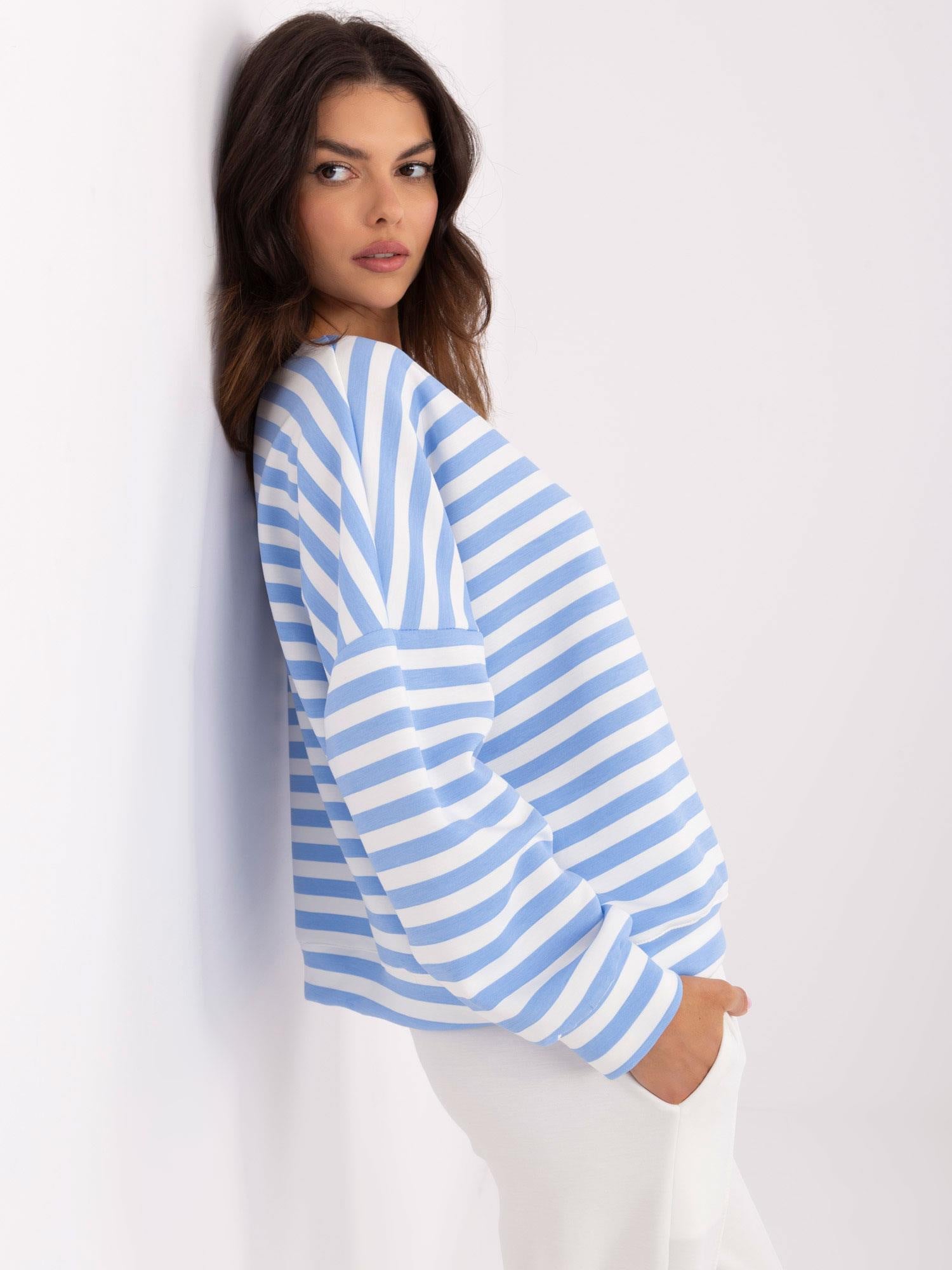 Niebiesko-biała damska bluzka oversize w paski