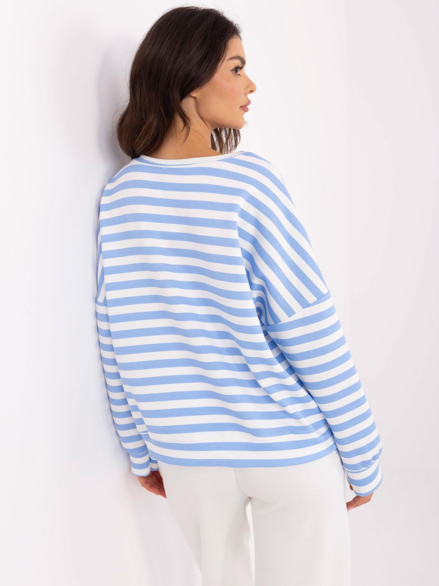 Niebiesko-biała damska bluzka oversize w paski