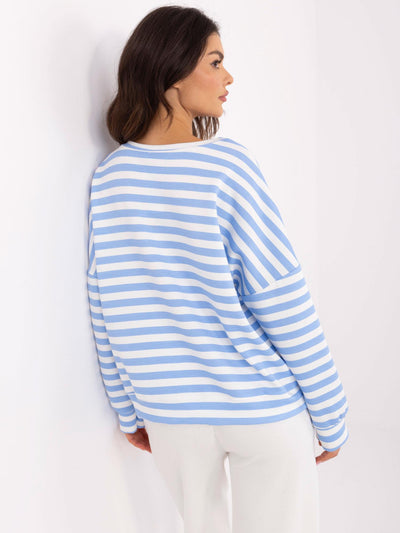 Niebiesko-biała damska bluzka oversize w paski