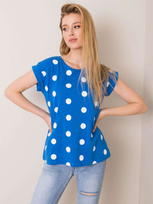 RUE PARIS Niebiesko-biały t-shirt w grochy