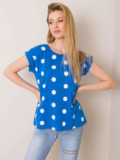 RUE PARIS Niebiesko-biały t-shirt w grochy