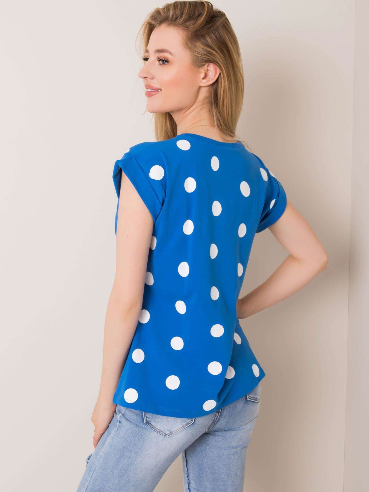 RUE PARIS Niebiesko-biały t-shirt w grochy