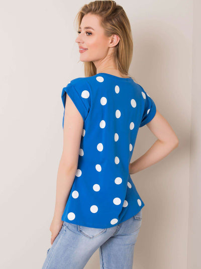 RUE PARIS Niebiesko-biały t-shirt w grochy