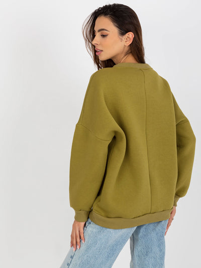 Oliwkowa dresowa bluza bez kaptura oversize