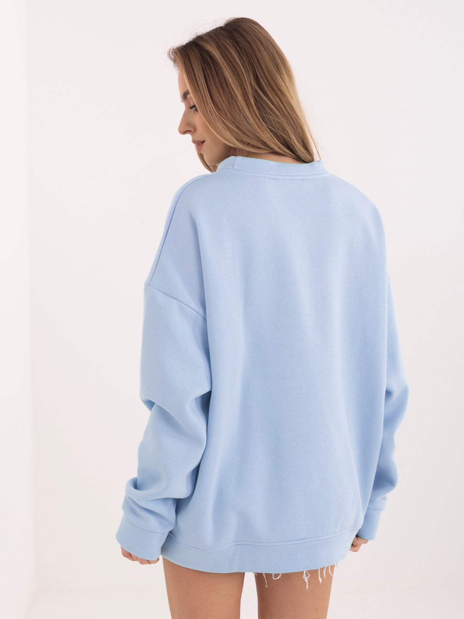 RUE PARIS Pastelowa niebieska bluza z napisem chocolate