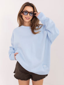 RUE PARIS Pastelowa niebieska ocieplana bluza oversize