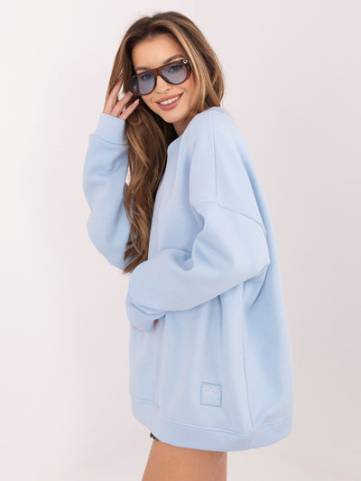 RUE PARIS Pastelowa niebieska ocieplana bluza oversize