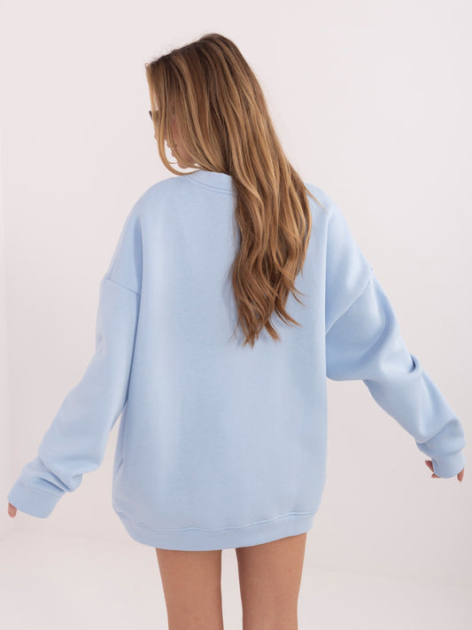 RUE PARIS Pastelowa niebieska ocieplana bluza oversize