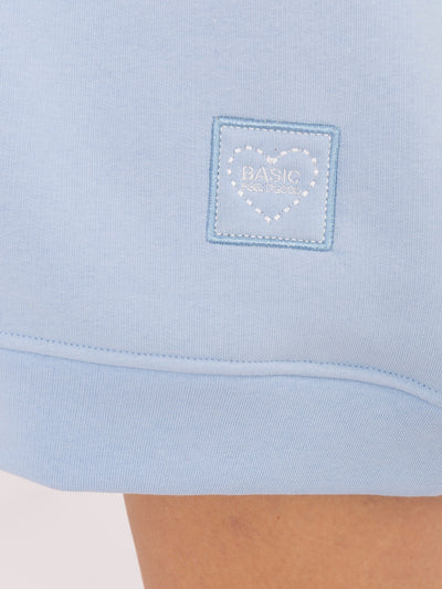 RUE PARIS Pastelowa niebieska ocieplana bluza oversize