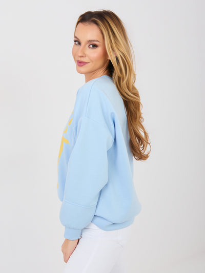 RUE PARIS Pastelowa niebieska damska bluza bez kaptura