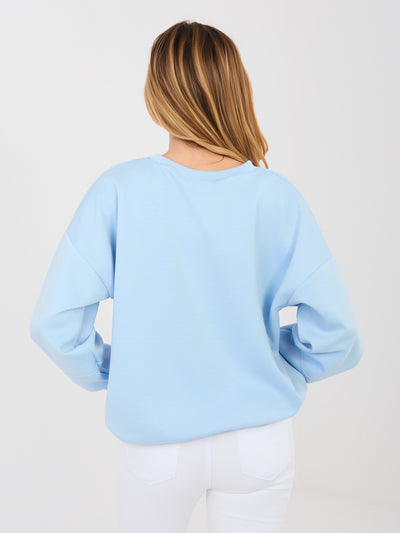 RUE PARIS Pastelowa niebieska damska bluza bez kaptura