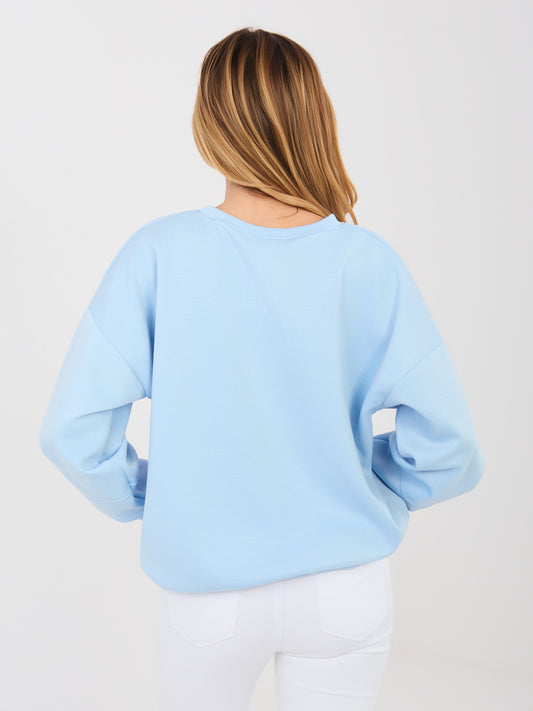 RUE PARIS Pastelowa niebieska damska bluza bez kaptura