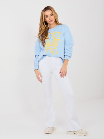 RUE PARIS Pastelowa niebieska damska bluza bez kaptura