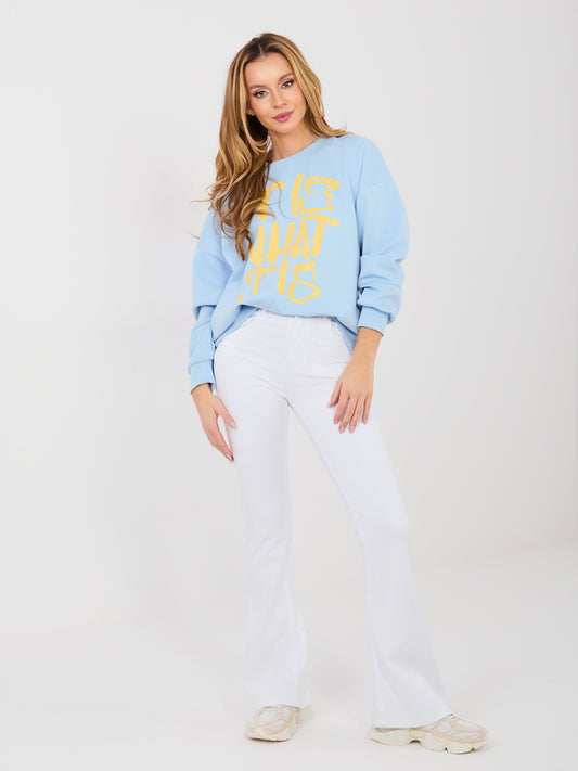RUE PARIS Pastelowa niebieska damska bluza bez kaptura