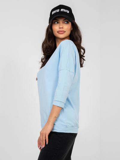 RUE PARIS  Pastelowa niebieska bluzka oversize