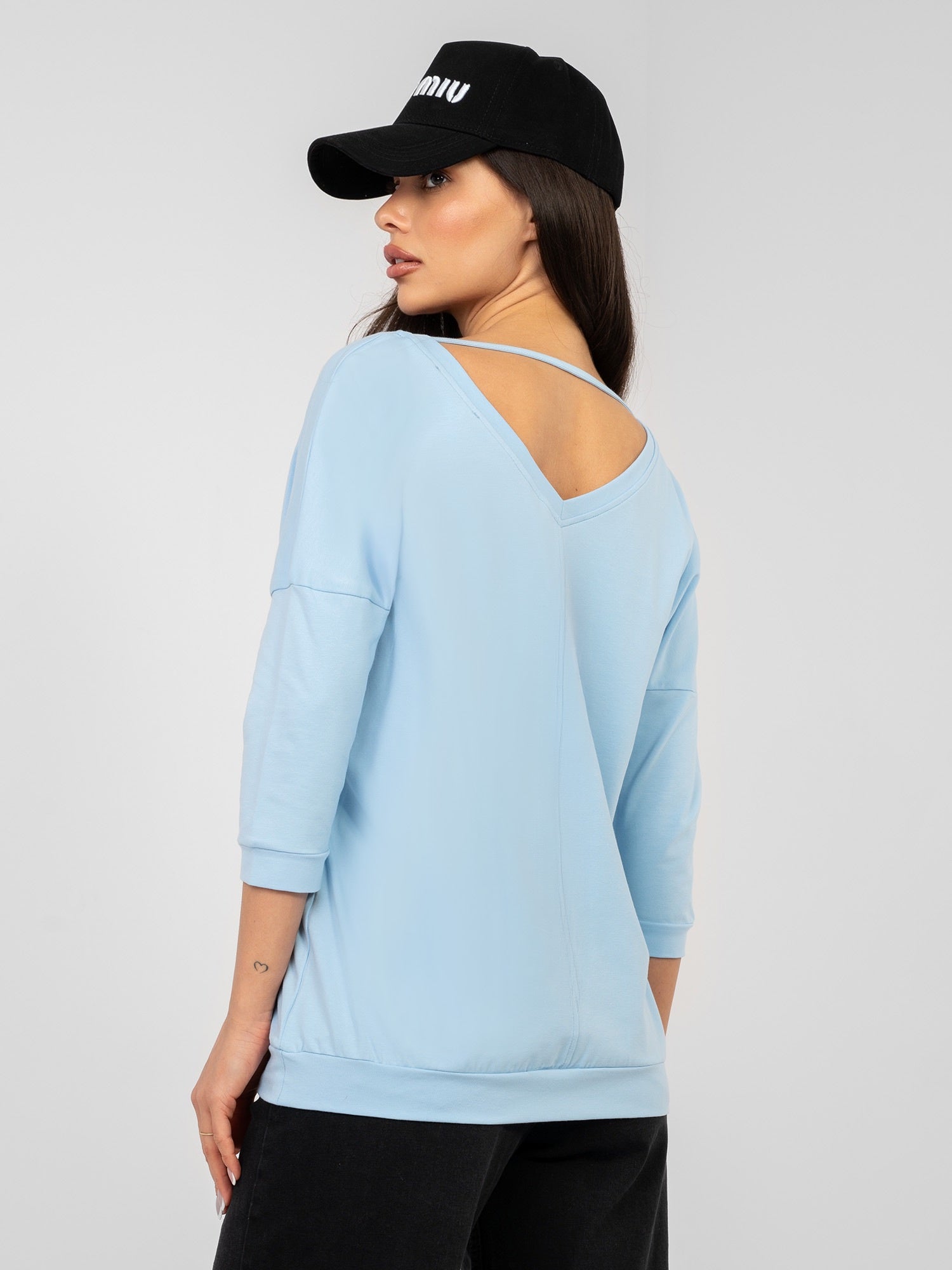 RUE PARIS  Pastelowa niebieska bluzka oversize
