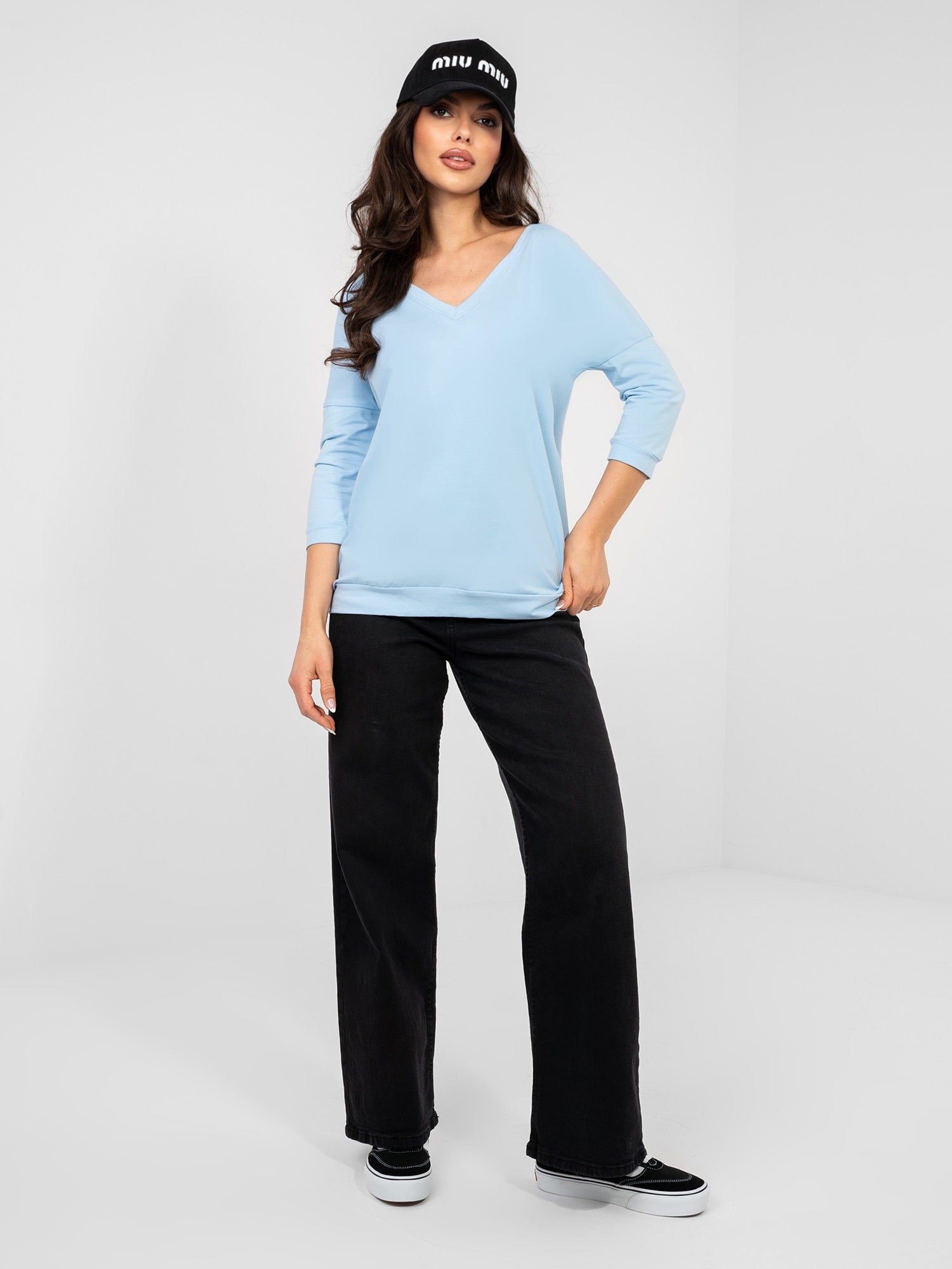 RUE PARIS  Pastelowa niebieska bluzka oversize