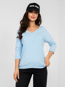 RUE PARIS  Pastelowa niebieska bluzka oversize