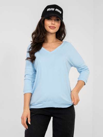 RUE PARIS  Pastelowa niebieska bluzka oversize